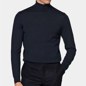 SUIT SUPPLY merino wool navy turtleneck